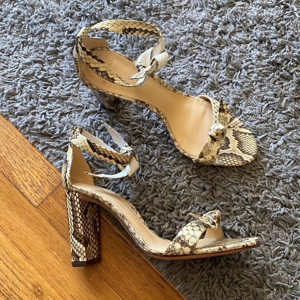 Alexandre Birman Clarita Bow Python Block Heel Sa… - image 1